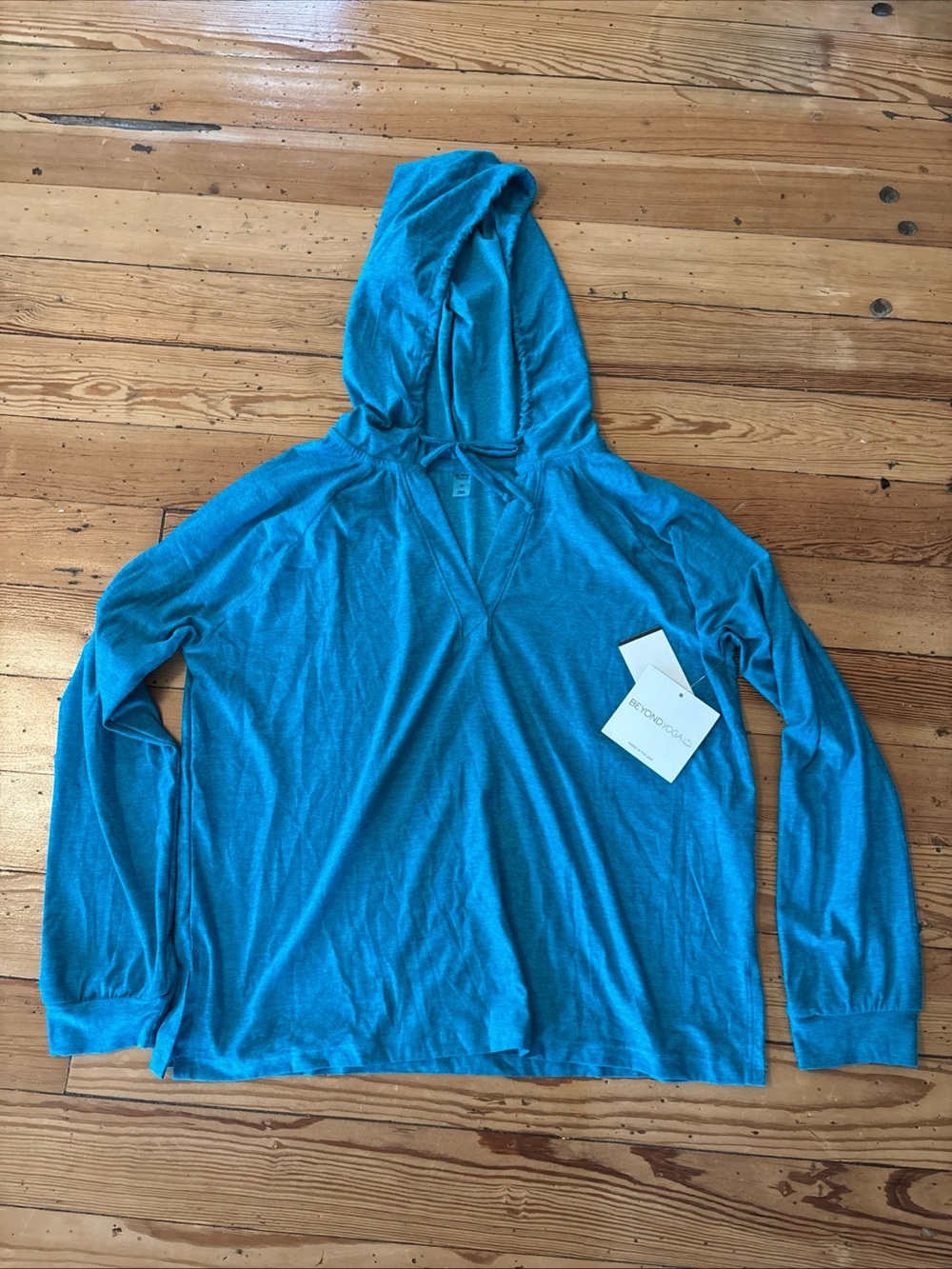 Beyond Yoga Featherweight The Splits Hoodie Womens Aqua Blue Medium M New